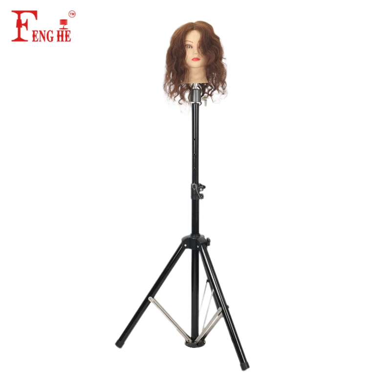 Adjustable Mannequin Head Tripod Stand In Black