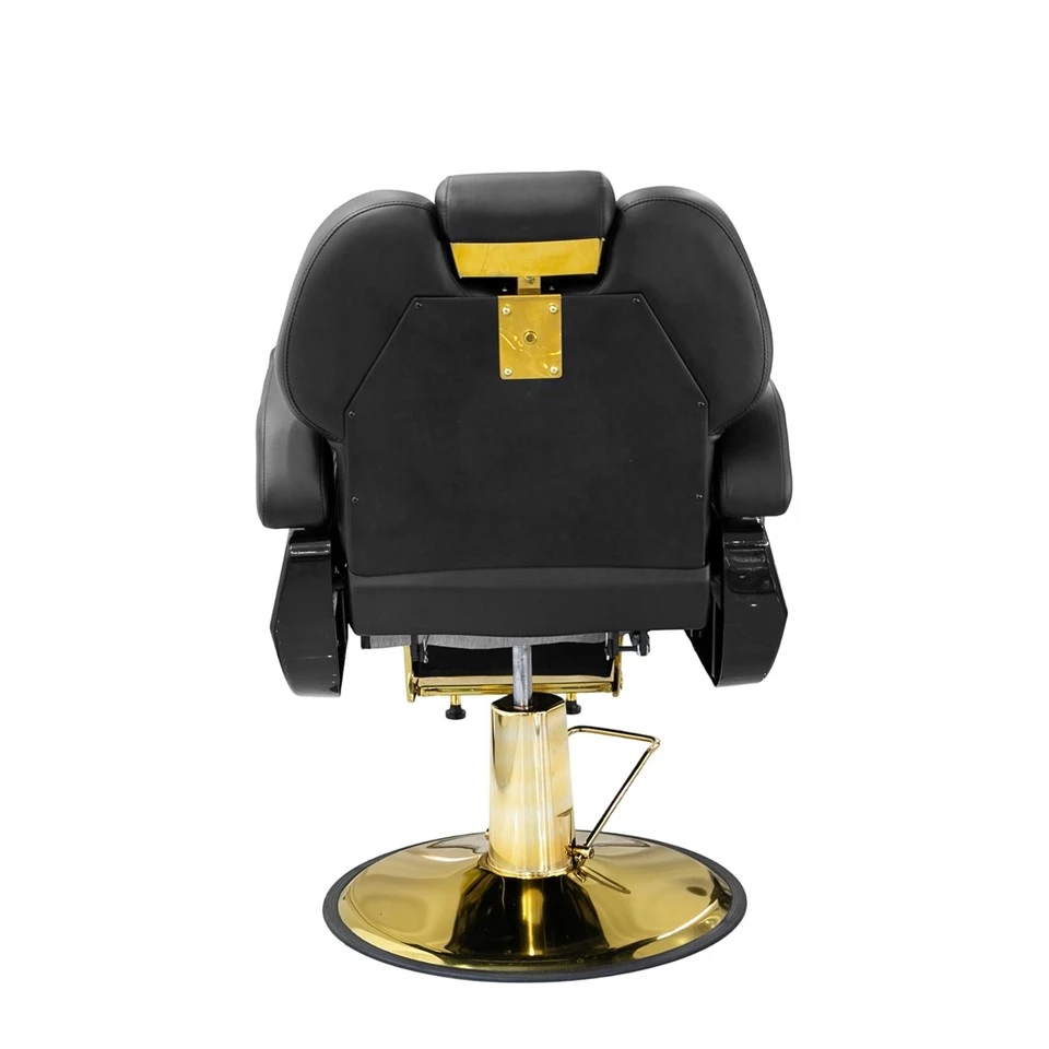 Modern Black Gold Hydraulic Reclining Barber Chair Commercial Salon Equipment best