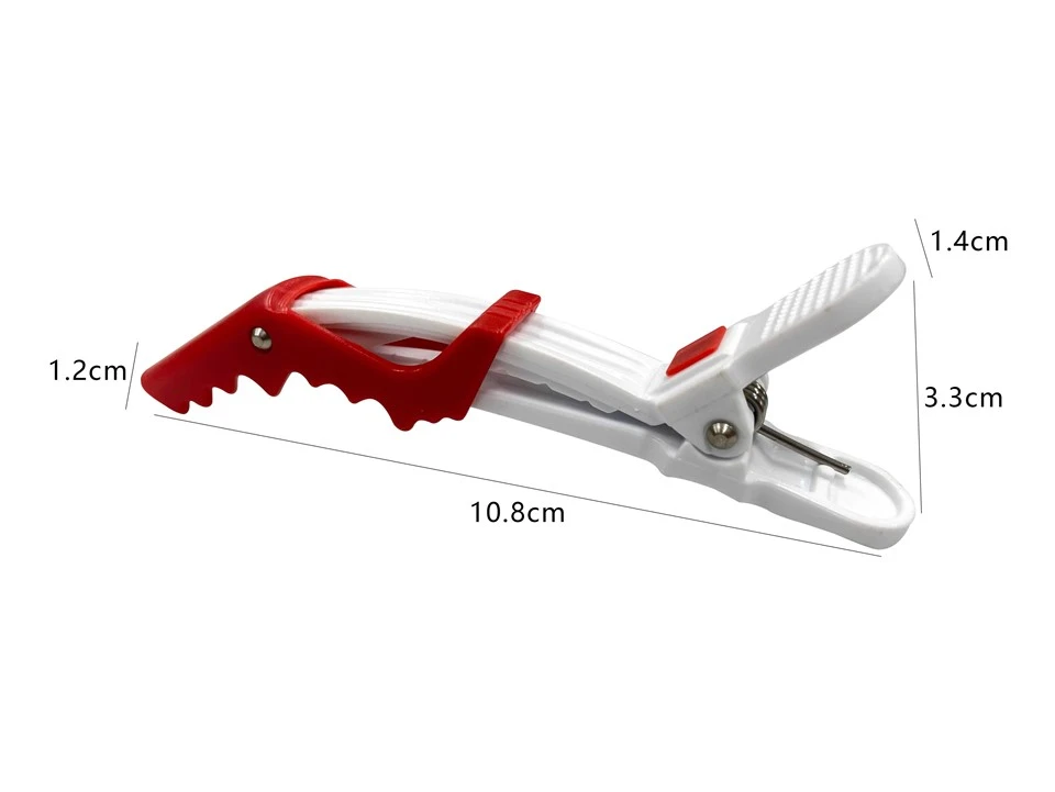 Professional Salon Double Hinged Alligator Hair Clips White Red Crocodile Clamps For Hairdressing