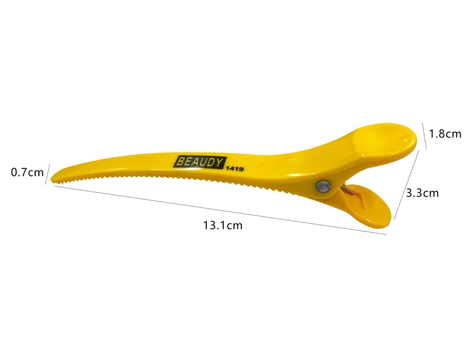 Professional Salon Serrated Plastic Sectioning Clips Yellow Duckbill Hair Clamps For Hairdressing