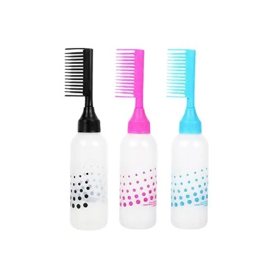 Polka Dot Printed Side Comb Hair Dye Applicator Bottle Squeeze Dispenser For Salon