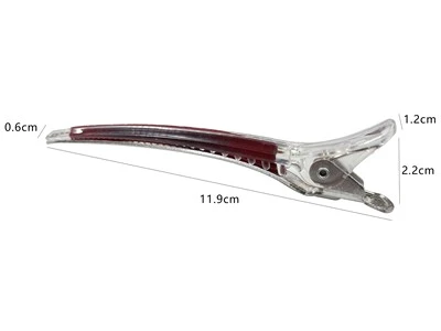 Transparent Plastic Hair Sectioning Clips—featuring Non-slip Dark Red Silicone Strips
